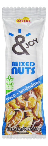 Barra de Nuts Coco e Amêndoas &Joy Mixed Nuts Pacote 30g