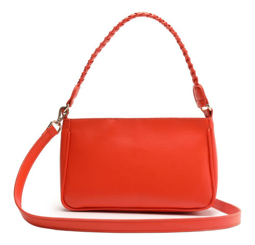 Imagem 3 de 6 de Bolsa Feminina Pequena Ombro Alça Trançada Laranja My Shoes