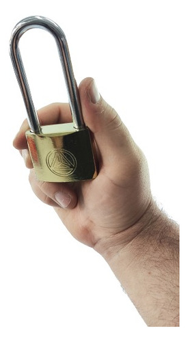 Cadeado Haste Longa 50mm Dourado 3 Chaves