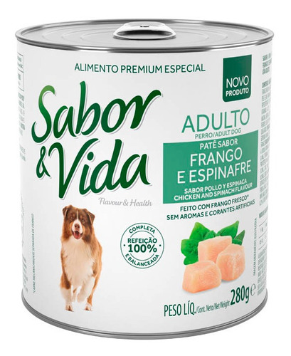 Ração Úmida Sabor & Vida Cães Sabor Frango E Espinafre 280g