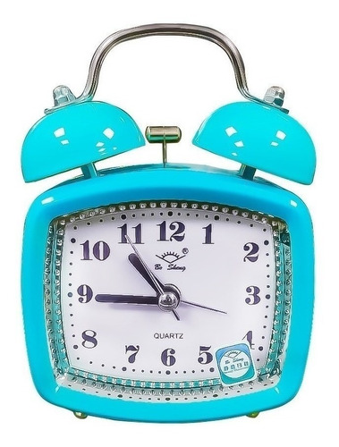 Reloj Despertador Antiguo Metalico De Campana Rectangular