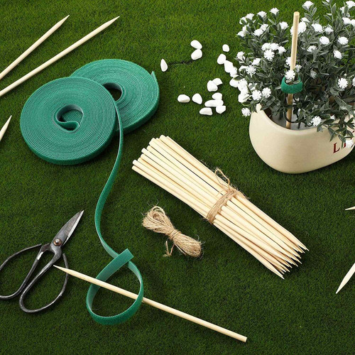 82 Pieces Bamboo Plant Stake Set, Wood Garden Stick With 21.