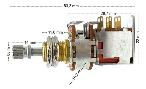 Potenciometro Guitarra Push Push Ac250k Logaritimo Vpp4