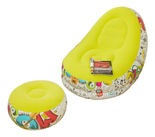 Sofá Inflable Silla Lectura Sillón Ocio Perezoso+reposa Pies