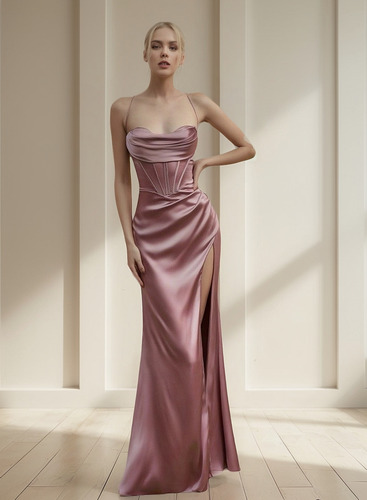 Vestido Corset De Fiesta Largo Tirantes , Elegante