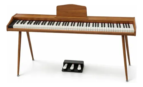 Piano Digital Tomate MSC-A2 de 88 Teclas Sensíveis Marrom com Móv...