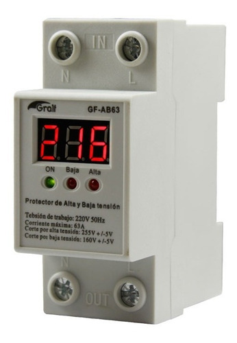 Imagen 5 de 6 de Protector Tensión Mono Autonomo 63a Voltimetro Alta Baja
