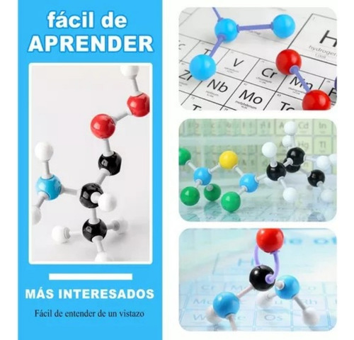 189 Pzs Kit Modelo De Estructura Molecular Atómica Química