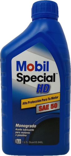 Aceite Mobil Special Hd Sae 50 - 1/4 Galón