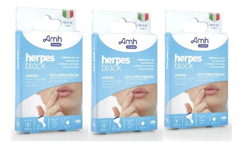 3 Caixas Herpes Block ® Adesivos Naturais Para Herpes Labial