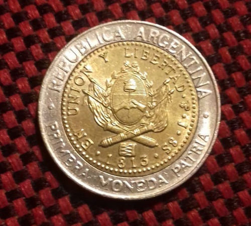 Argentina 1 Peso 1995b Km#112.2 Escudo De Armas Más Chico