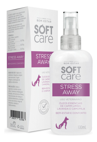 Spray Relaxante Softcare Stress Away Cães/gatos - 100 Ml