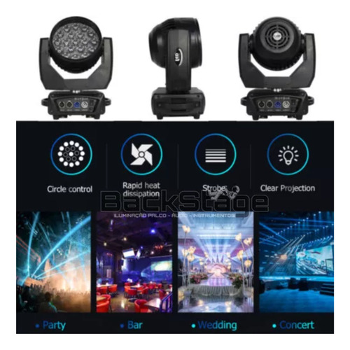 4 Aura Effect Moving Wash Beam Led Zoom 19x15w Rgb + Case