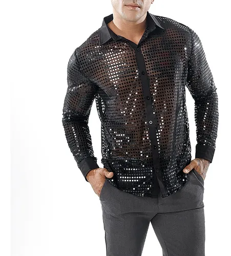 camisa negra con dorado hombre