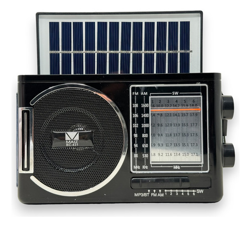 Radio Am Fm + Sw Bocina Usb Bluetooth Tf Microsd Panel Solar