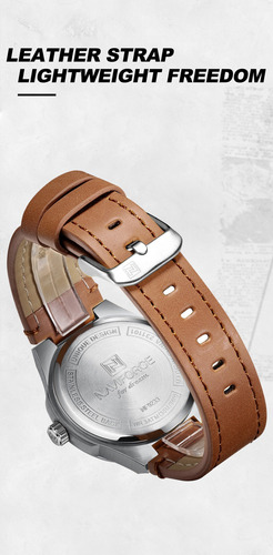 Reloj De Pulsera Deportivo Casual Con Correa De Piel Navifor