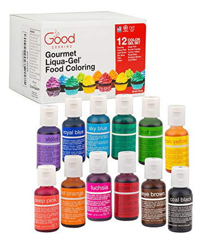 Food Coloring Liqua-gel 12 Pk (9 Oz, 264 Ml) - 12 Bold Prima