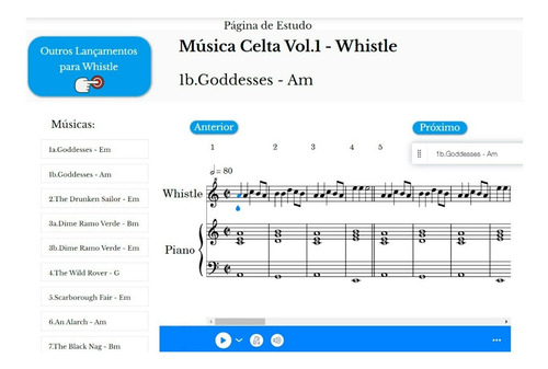 Música Celta Volume 1 Para Tin Whistle + Player Das Partituras + Vídeos Demonstrativos