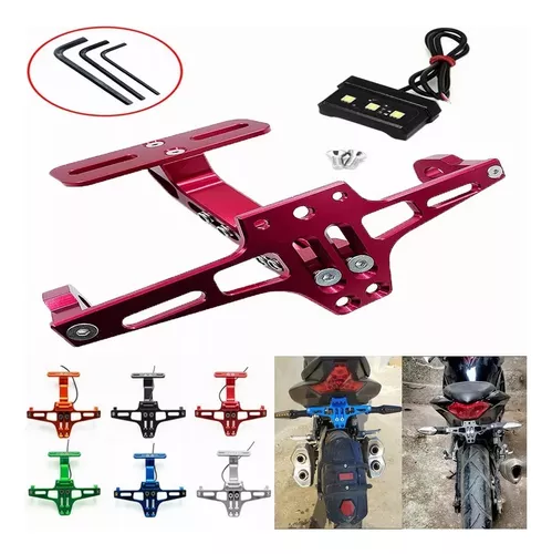 Soporte para placa de motocicleta, soporte de placa de matrícula de  motocicleta, placa abatible ajustable para motocicleta, soporte de soporte  de luz