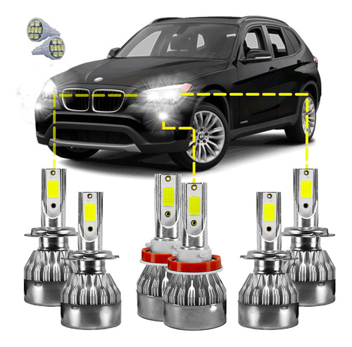 Kit Ultra Led Completo Bmw X1 2010 A 2019 20000lm 6500k