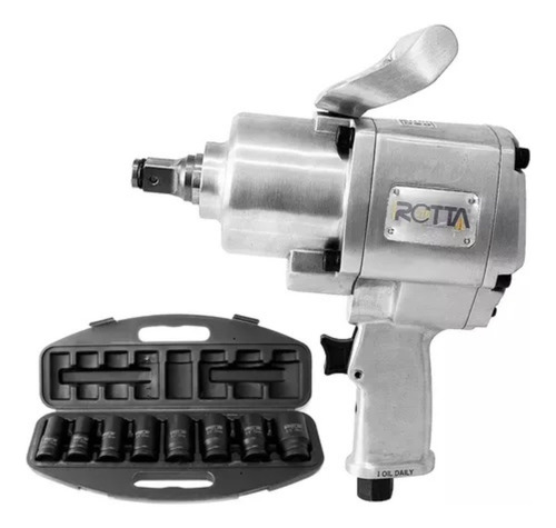 Chave Impacto Pneumática 3/4 Pol 200 Kgf + 8 Soquetes Rotta