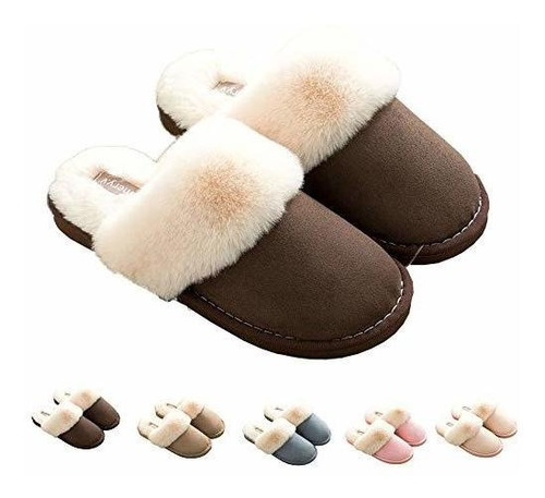 House Slippers Memory Foam Suede Slippers Fluffy Slip-on Ind