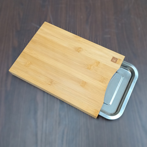 Tábua De Corte 1 Gaveta Coletora Inox Bambu 4x34x24 Natural