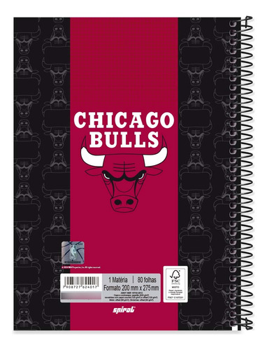 Caderno Universitario Capa Dura 1 Materia Nba Spiral 80fls Cor Vermelho