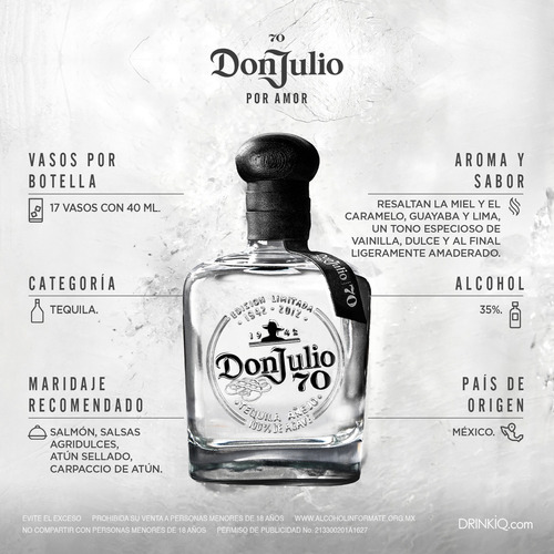 Tequila Don Julio 70 Cristalino 700 Ml