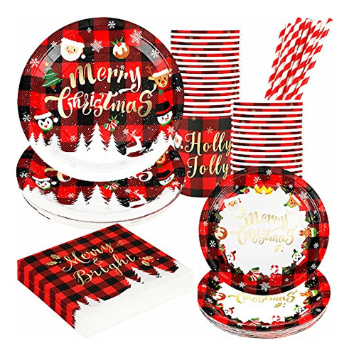 Christmas Paper Plates And Napkins Set, Disposable Holi..