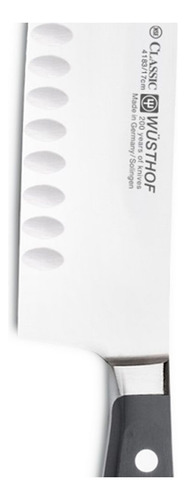 Cuchillo Wüsthof Santoku Clásico Negro Filo Hueco Acero Inoxidable