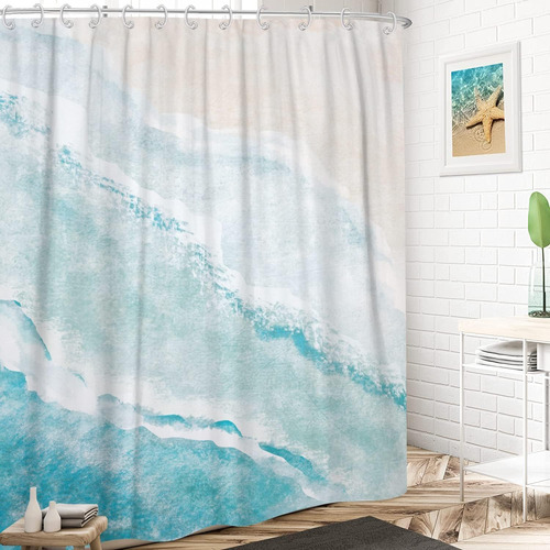 Cortina De Ducha De Playa, Cortina De Baño Con Tema De Playa