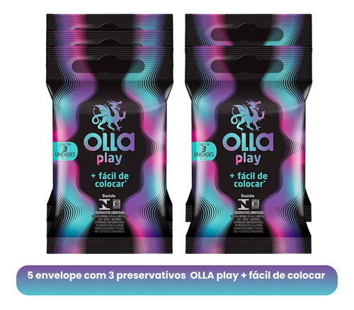 15 Preservativo Camisinha Lubrificado Olla Play Fácil Colocar