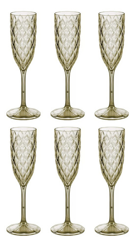 Set X6 Copa De Champagne 200ml De Acrilico Diamante Carol