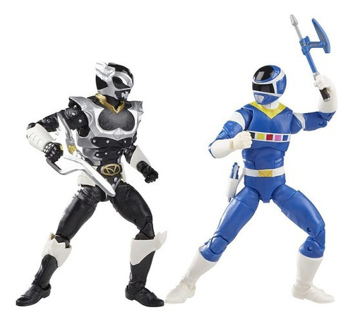 Figuras plateadas de Ranger Blue y Psycho Ranger Power Rangers Lightning Hasbro