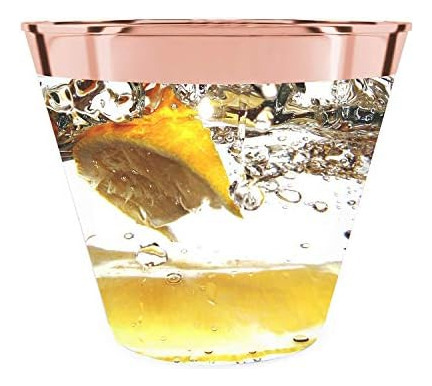 Karrahome 100 Vasos De Oro Rosa Vasos De Plástico De Oro Ros