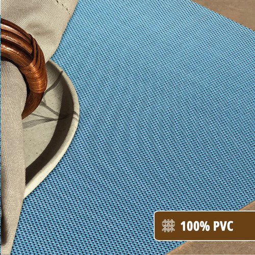 6 Jogo Americano Mesa Posta Luxo Impermeável Pvc Mz Liso Cor M6 AZUL escuro turquesa celeste bebe