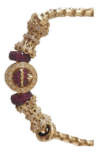 Pulseira Fio Milano Com Berloques Em Ouro 18k Amarelo