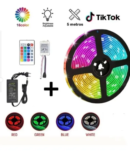 Luces Tik Tok Cinta Led 16 Colores 5 Metros Todo Incluido