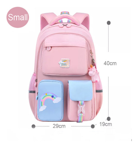 Mochila Escolar Coreana Con Estampado De Arcoíris Para Mujer