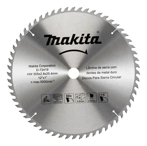 Disco Sierra Para Madera De 12 X 60d Makita D72419