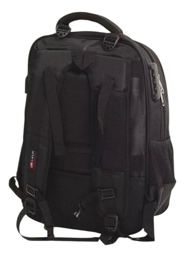 Mochila-deportiva-urbana-reforzada-i-run-con-puerto-usb- Negro Liso