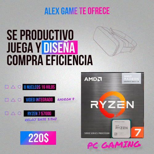 Ryzen 7 5700g Gamer Trabajo Edicion Diseño