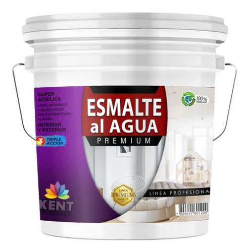Esmalte Al Agua Premium Kent Negro Galon 4lts