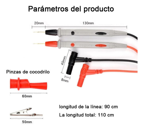 Kit Punta Multímetro Digital Test Cable Universal 20 Amper