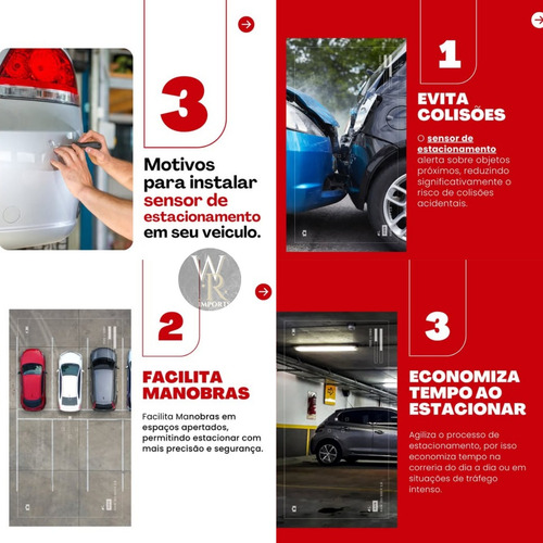 Sensor De Estacionamento Universal 4 Pontos 22mm C/display