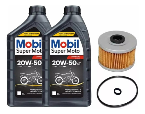 Kit Troca De Oleo E Filtro Cb 300r Mobil 20w50 Mineral