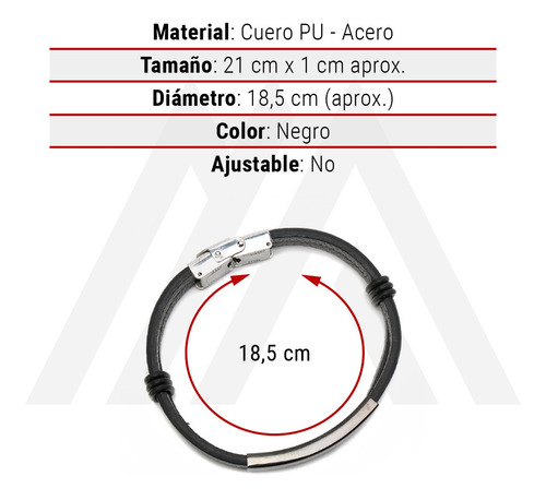 Imagen 7 de 10 de Pulsera Hombre Placa Juvenil Cuero