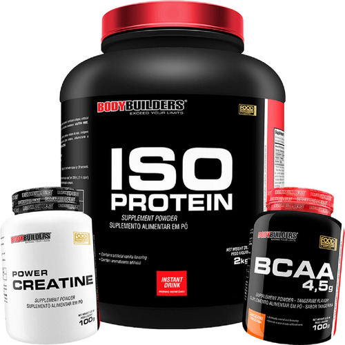 Kit Whey Protein Isolado 2kg + Bcaa 100g + Creatina 100g Sabor Baunilha