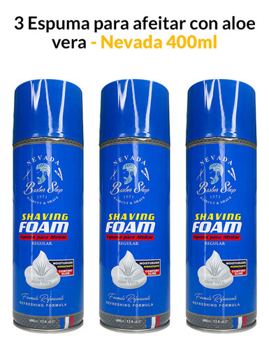 3 Espuma Para Afeitar Con Aloe Vera 400ml - Nevada